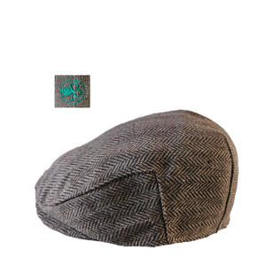 Kids Brown Herringbone Scally Cap